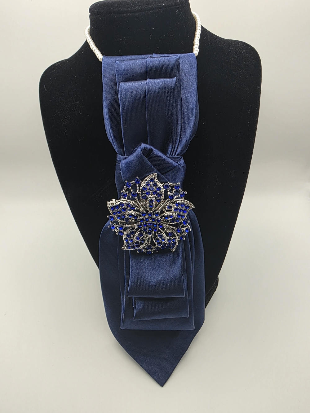 Tie Necklace | Satin Blue